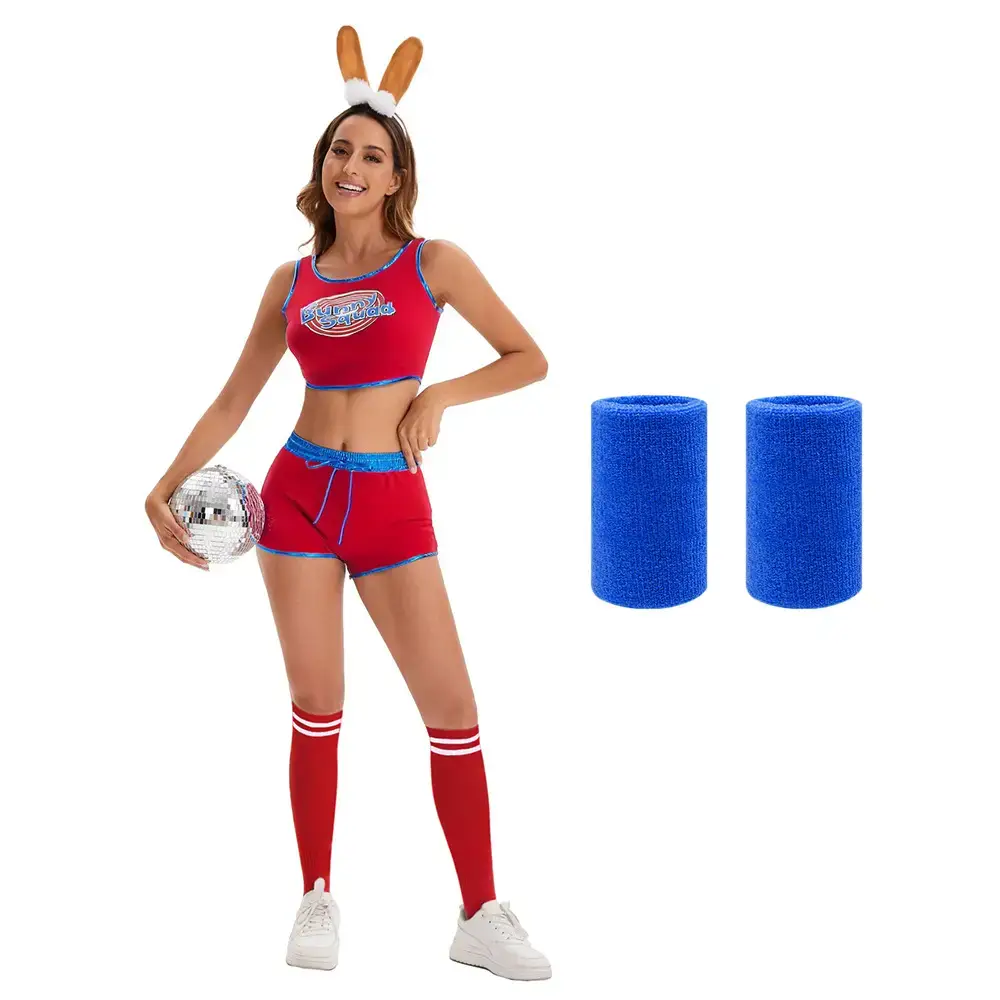 Women's Crossbody Basketball Football Shorts with Bunny Headband - Image 23