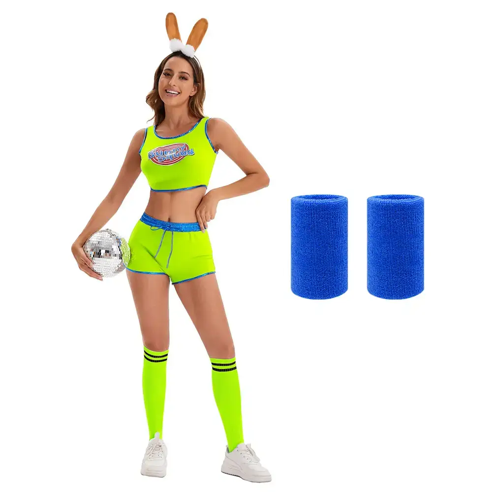 Women's Crossbody Basketball Football Shorts with Bunny Headband - Image 25