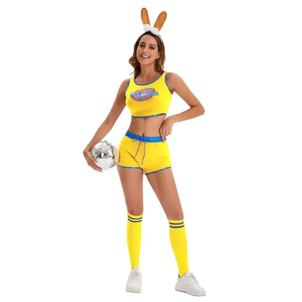 Women's Crossbody Basketball Football Shorts with Bunny Headband - Image 5