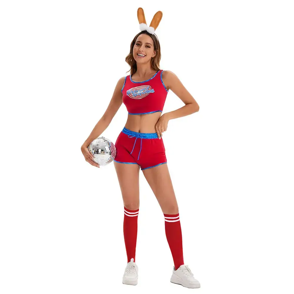 Women's Crossbody Basketball Football Shorts with Bunny Headband - Image 7