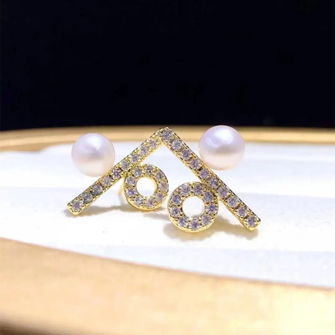 14K Gold Pearl Earrings for Women - Image 2