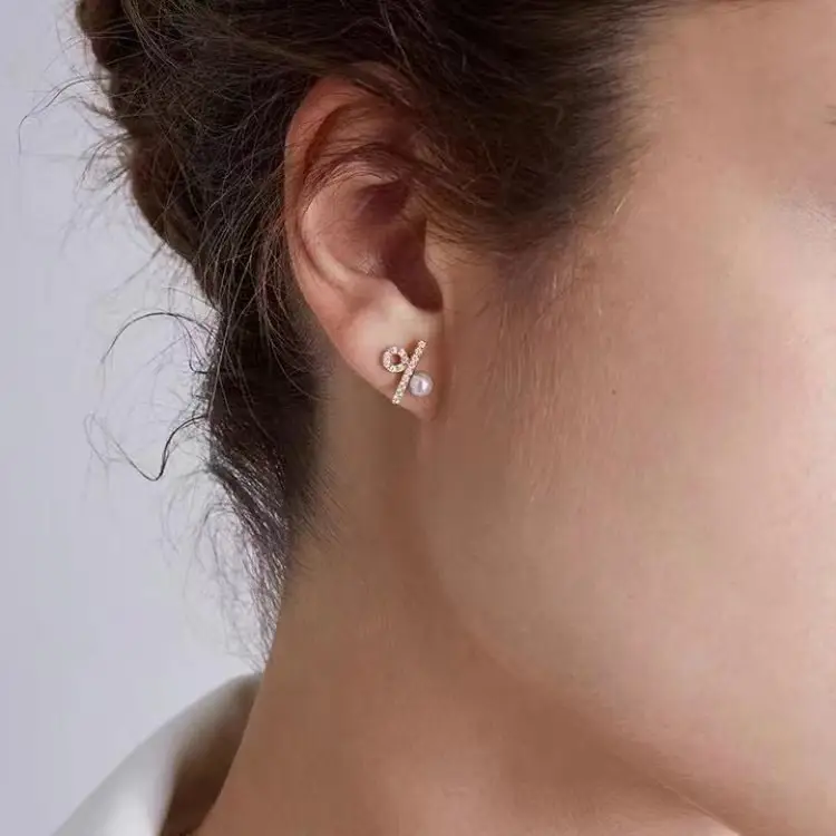14K Gold Pearl Earrings for Women - Image 4
