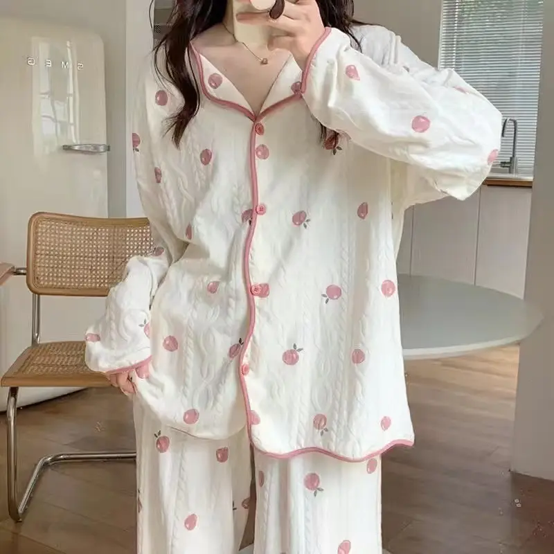 Women's Long Sleeve Floral Pajamas Autumn Spring - Image 34