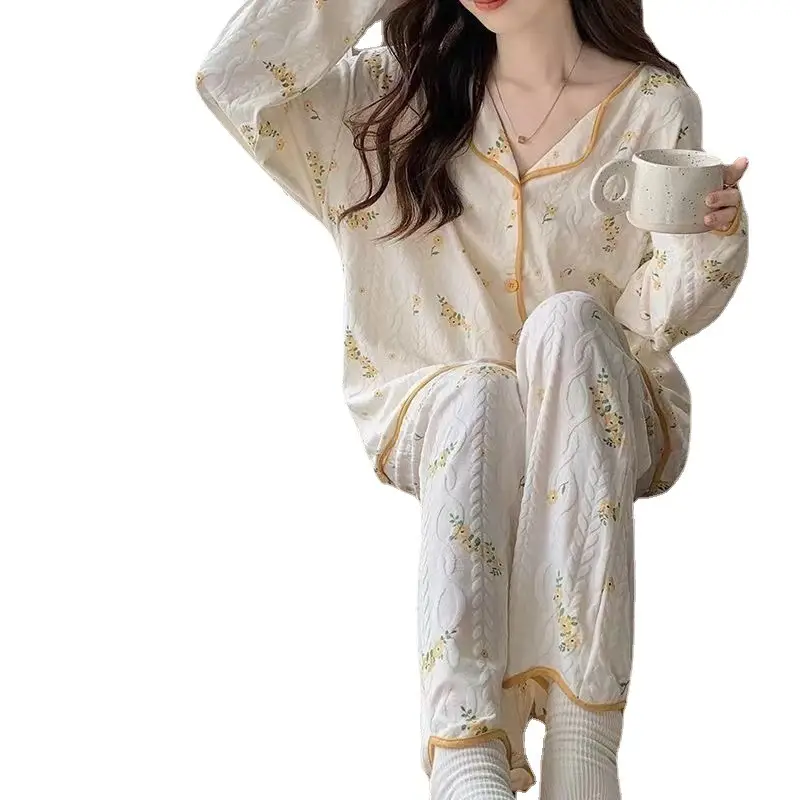 Women's Long Sleeve Floral Pajamas Autumn Spring - Image 37