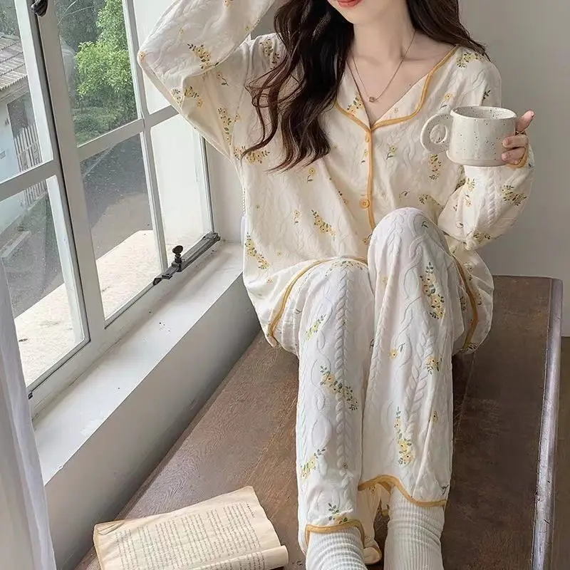 Women's Long Sleeve Floral Pajamas Autumn Spring - Image 19