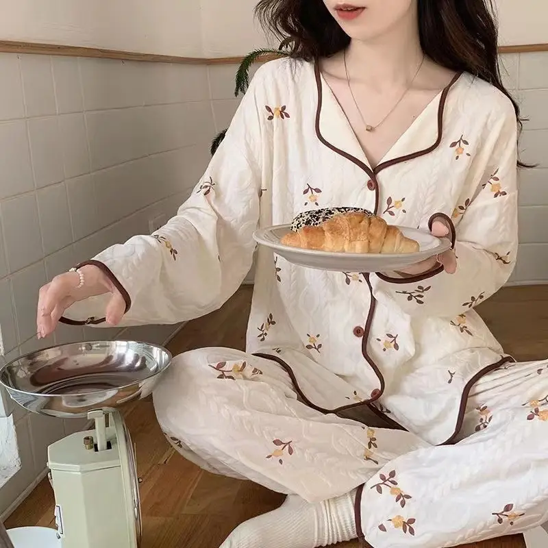 Women's Long Sleeve Floral Pajamas Autumn Spring - Image 20