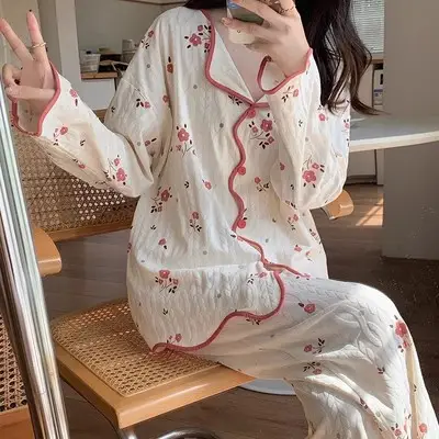 Women's Long Sleeve Floral Pajamas Autumn Spring - Image 24