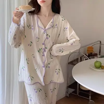 Women's Long Sleeve Floral Pajamas Autumn Spring - Image 26