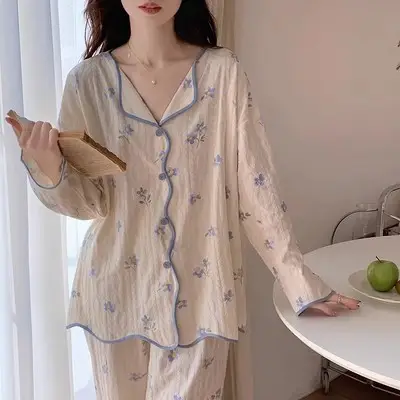 Women's Long Sleeve Floral Pajamas Autumn Spring - Image 27