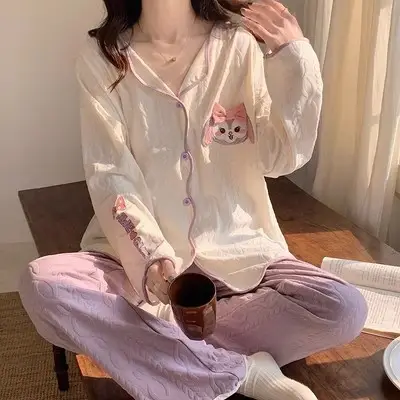 Women's Long Sleeve Floral Pajamas Autumn Spring - Image 29