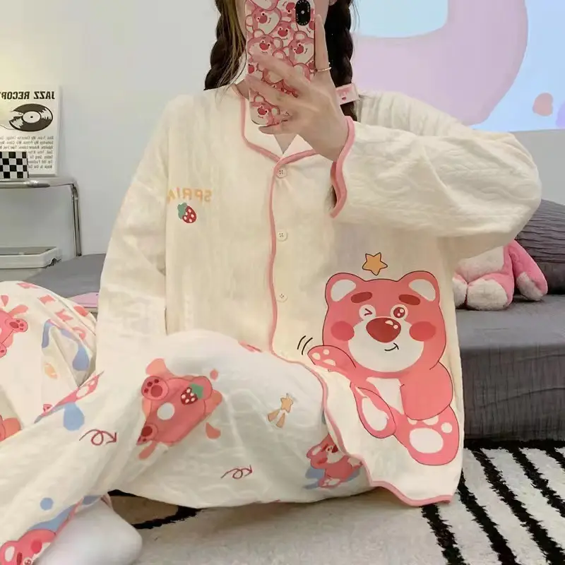 Women's Long Sleeve Floral Pajamas Autumn Spring - Image 3