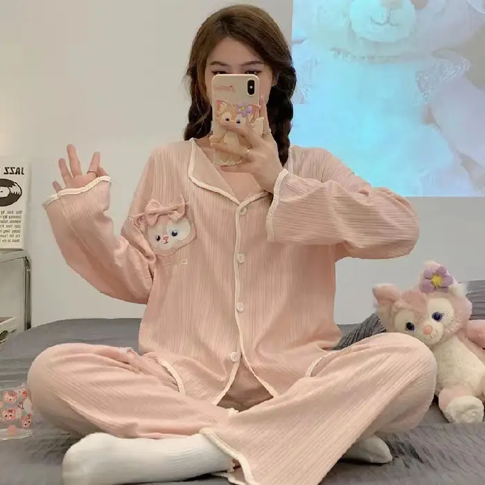 Women's Long Sleeve Floral Pajamas Autumn Spring - Image 31