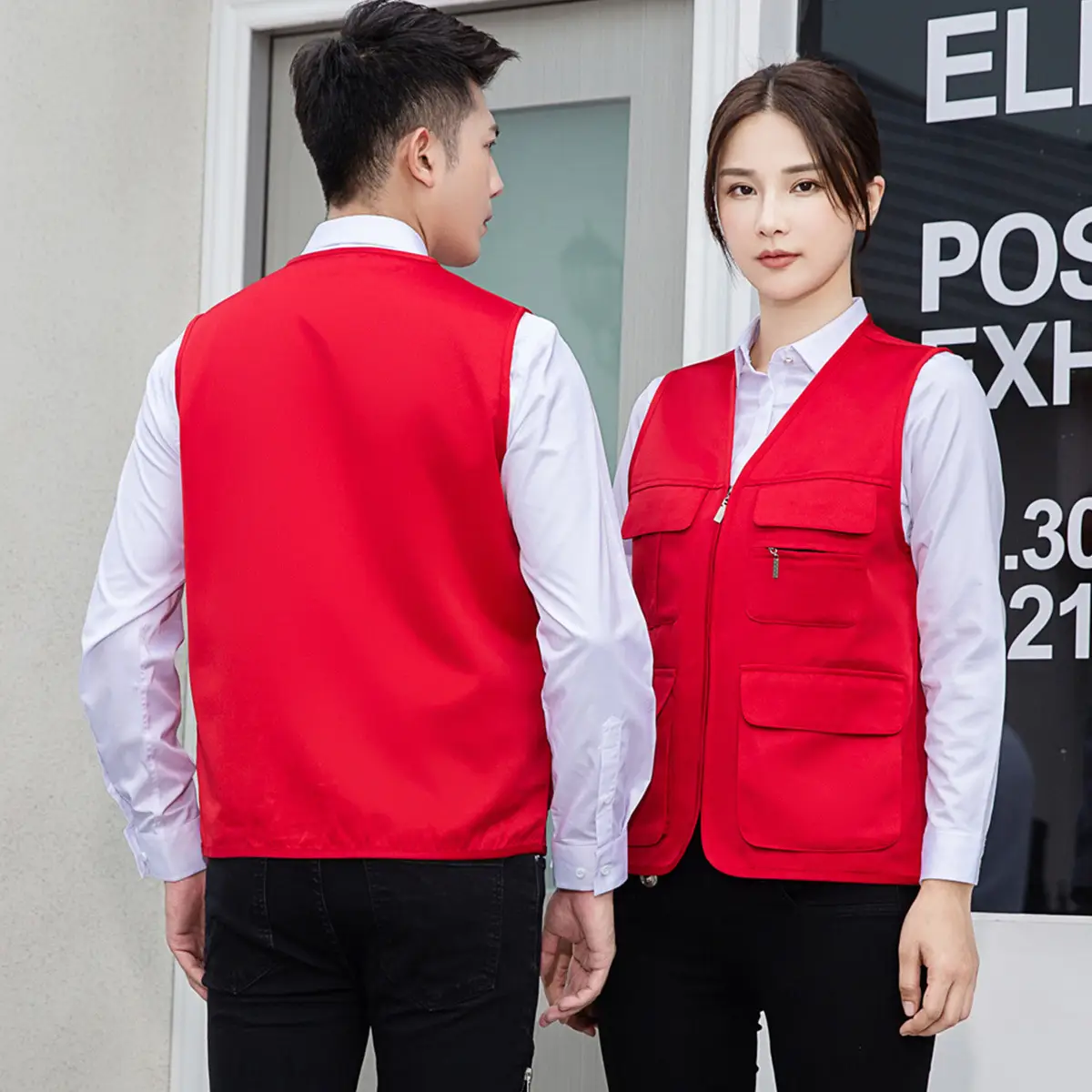 Men Black Vest with Reflective Detail for Office & Construction - Image 10