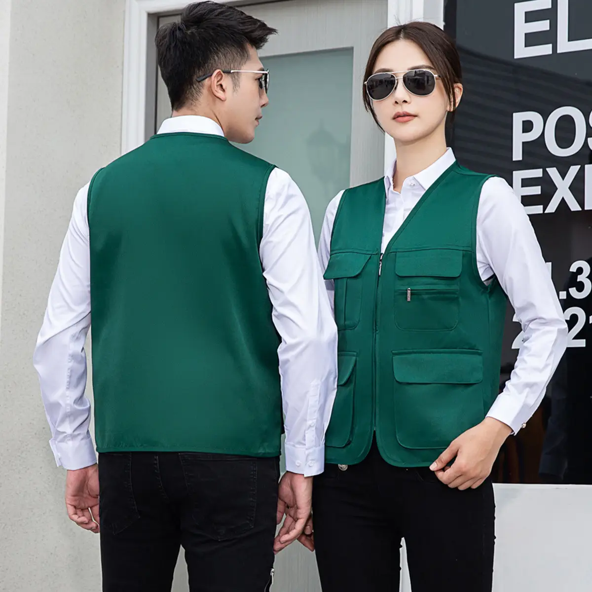 Men Black Vest with Reflective Detail for Office & Construction - Image 12