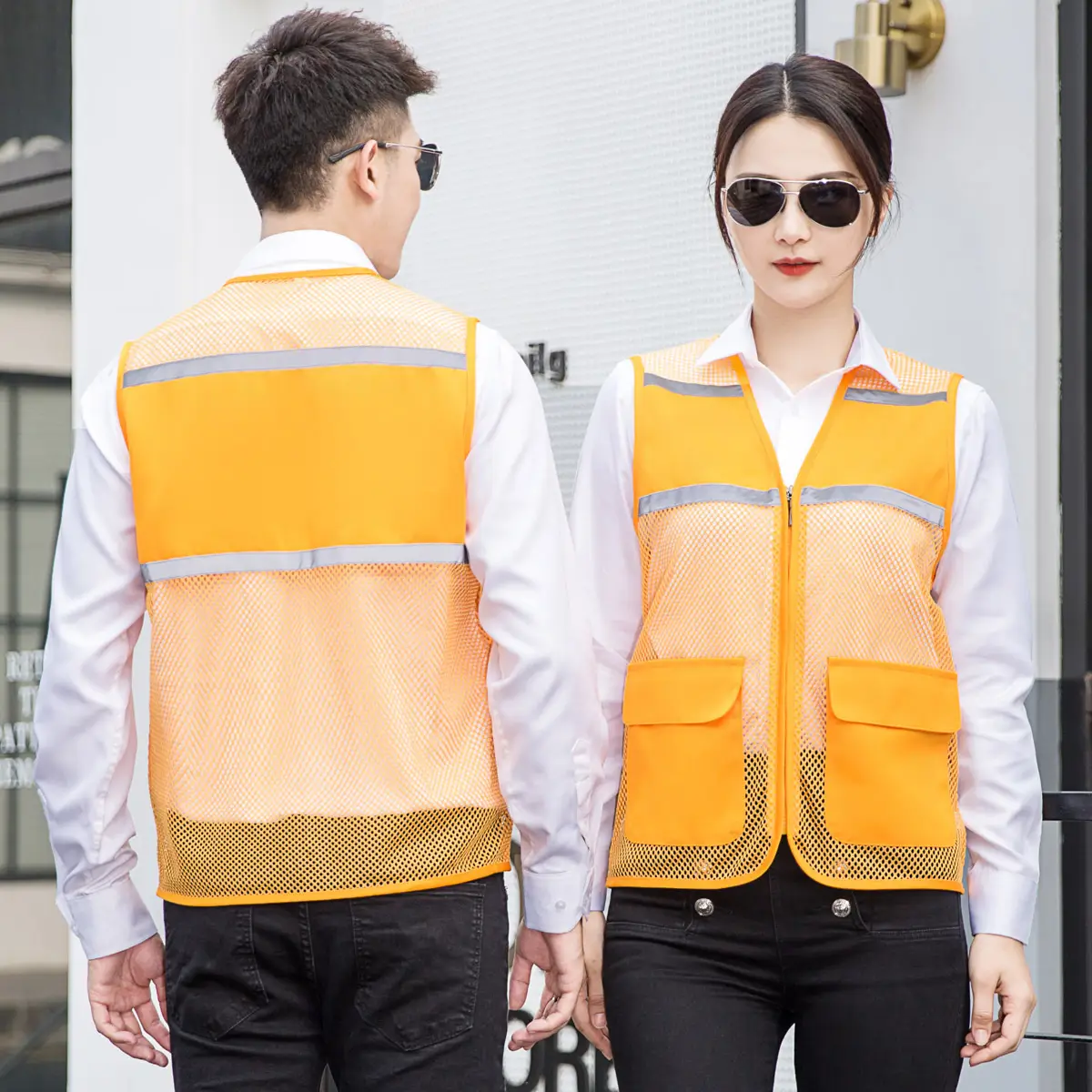 Men Black Vest with Reflective Detail for Office & Construction - Image 15
