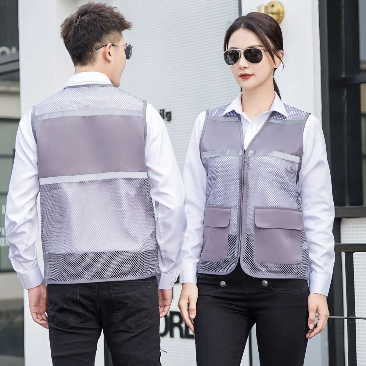Men Black Vest with Reflective Detail for Office & Construction - Image 18
