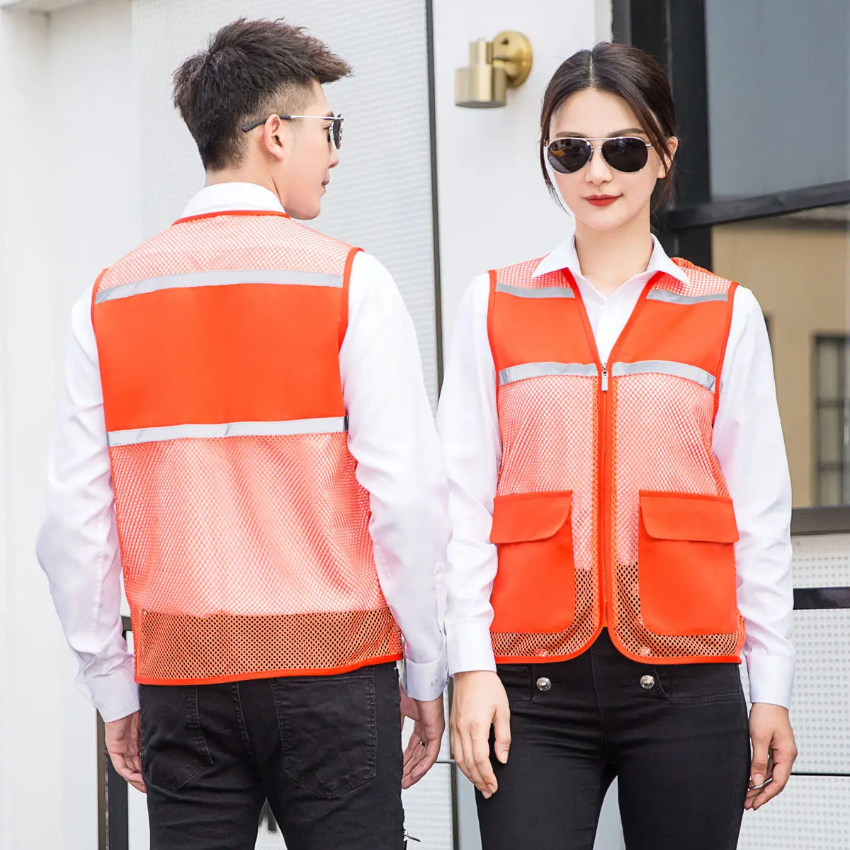 Men Black Vest with Reflective Detail for Office & Construction - Image 19