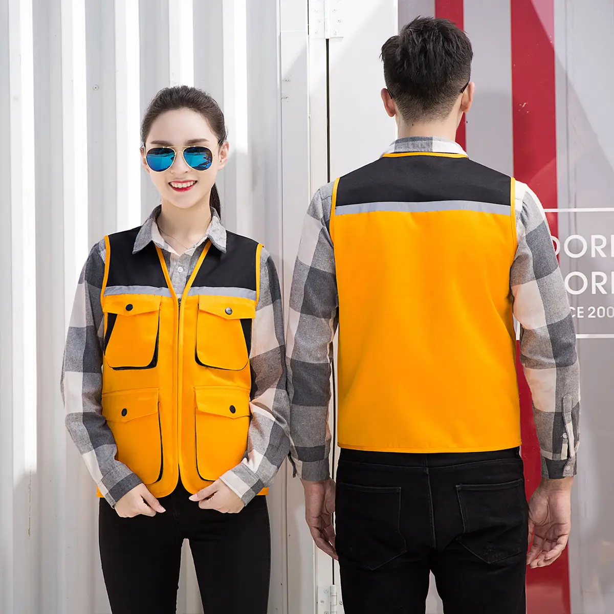 Men Black Vest with Reflective Detail for Office & Construction - Image 2