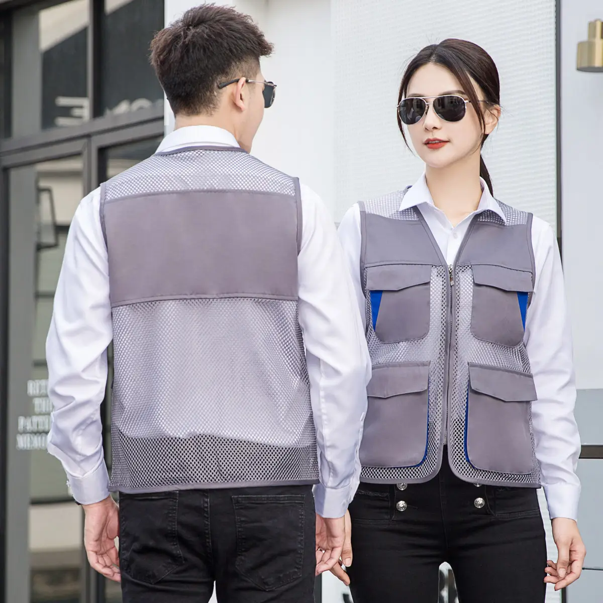 Men Black Vest with Reflective Detail for Office & Construction - Image 23