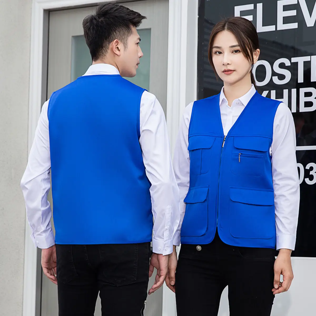 Men Black Vest with Reflective Detail for Office & Construction - Image 8