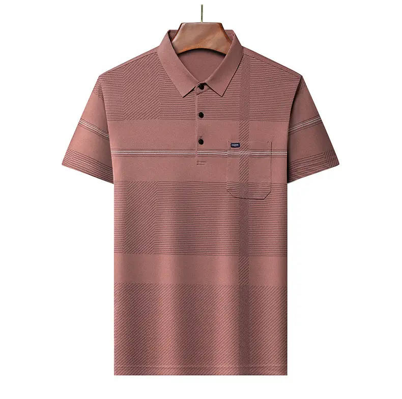 Men Blue Striped Ice Silk Polo Shirt Short Sleeve — feature 20