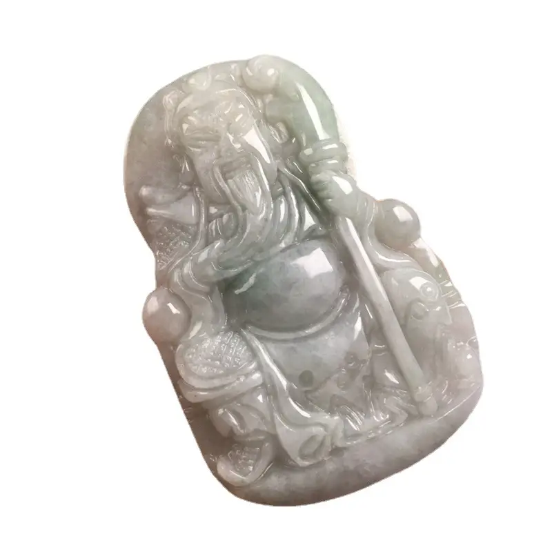Natural Myanmar Jade Guan Gong Pendant Green Ice - Image 5