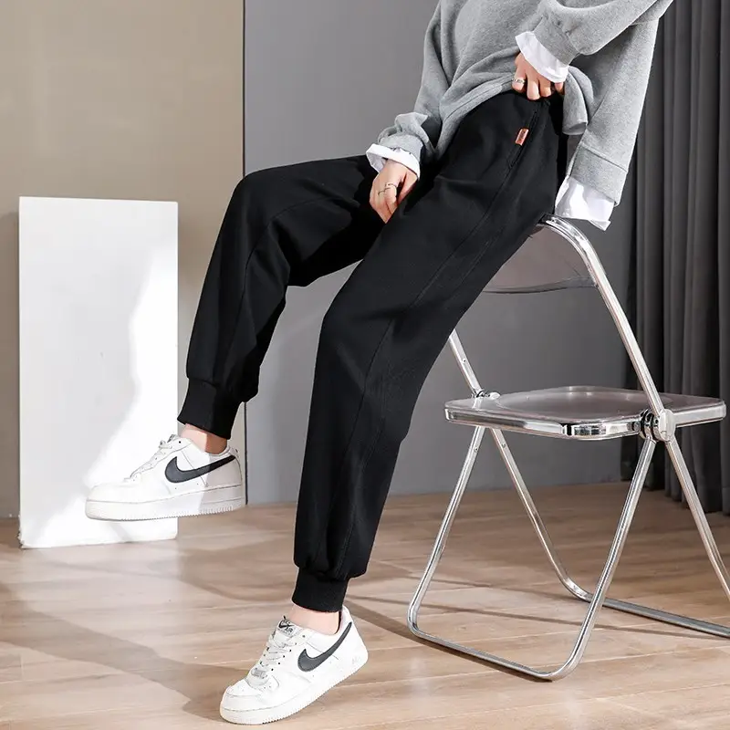 Women Grey Ankle-Tied Sweatpants Slimming Casual Pants - Image 2