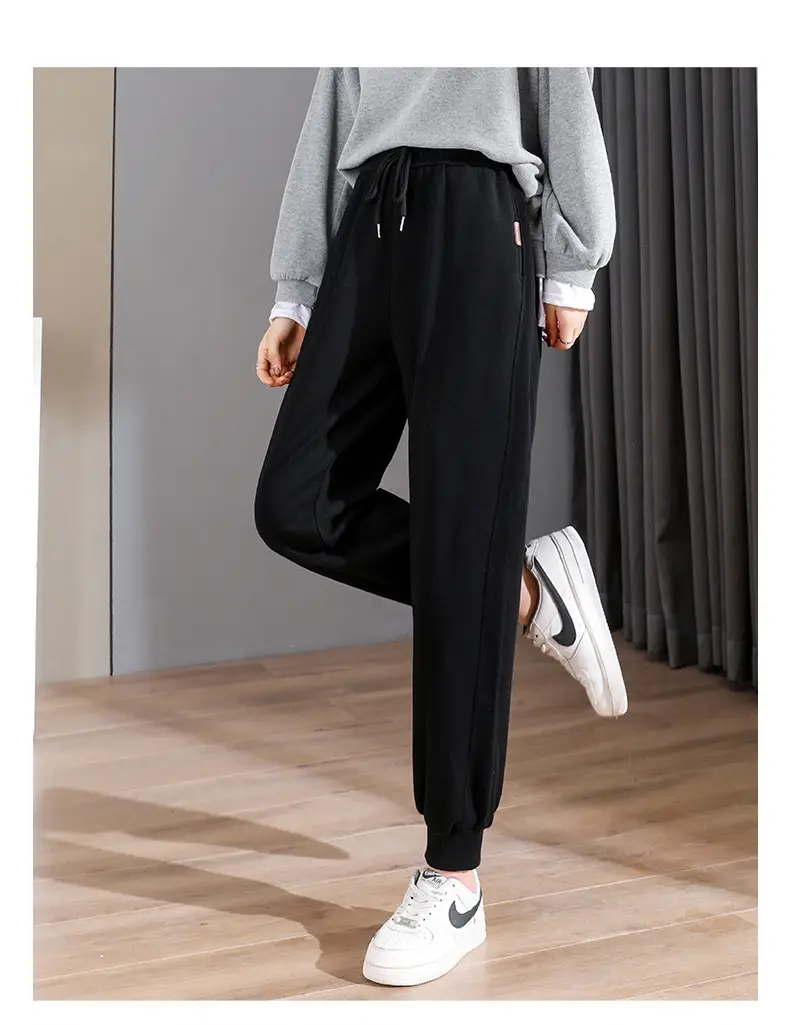 Women Grey Ankle-Tied Sweatpants Slimming Casual Pants — feature 15