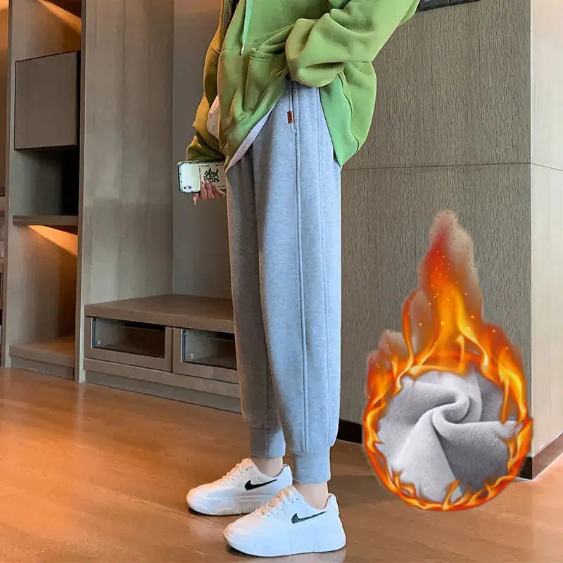 Women Grey Ankle-Tied Sweatpants Slimming Casual Pants - Image 3