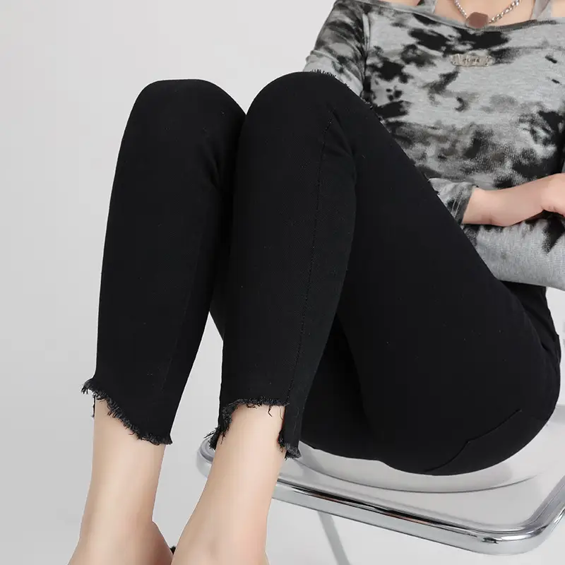 Black Ripped High Waist Skinny Jeans for Women - Image 5