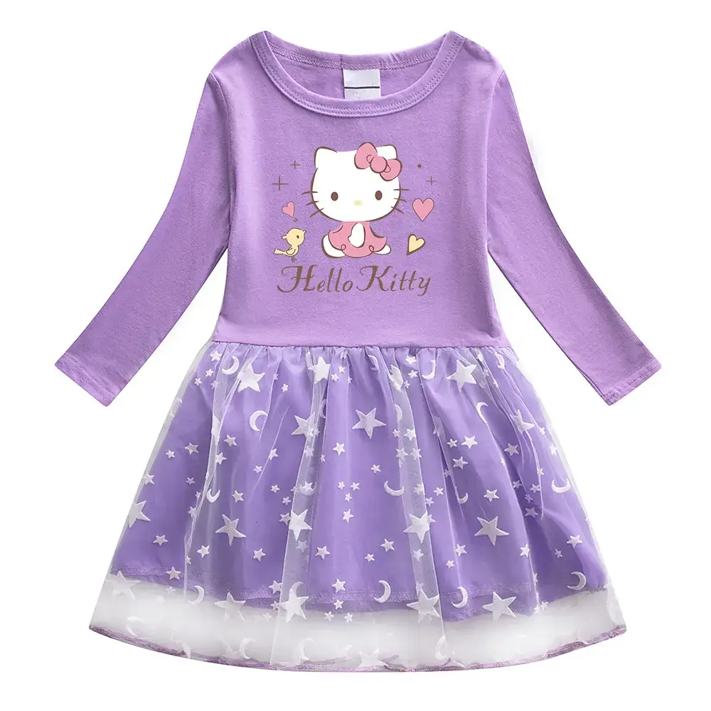 Pink Hello Kitty Long Sleeve T-Shirt Dress for Girls - Image 8