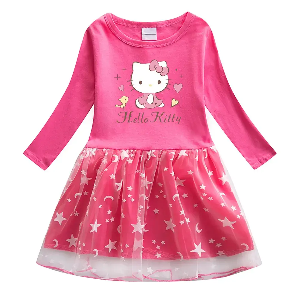 Pink Hello Kitty Long Sleeve T-Shirt Dress for Girls - Image 9