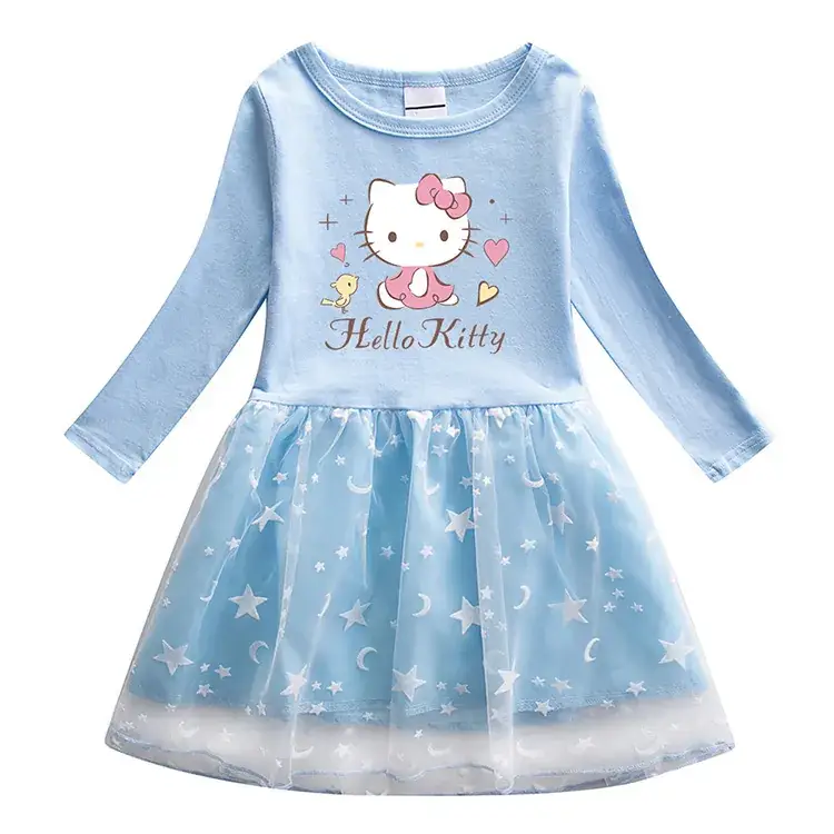 Pink Hello Kitty Long Sleeve T-Shirt Dress for Girls — feature 4