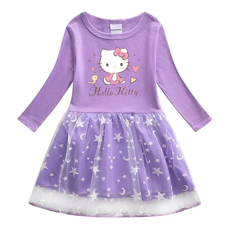 Pink Hello Kitty Long Sleeve T-Shirt Dress for Girls — feature 5