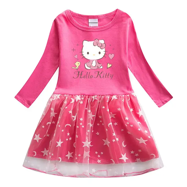 Pink Hello Kitty Long Sleeve T-Shirt Dress for Girls — feature 6
