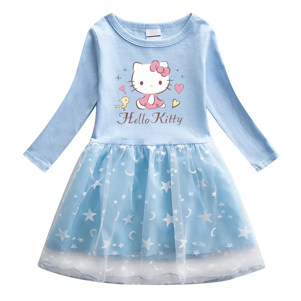 Pink Hello Kitty Long Sleeve T-Shirt Dress for Girls - Image 2