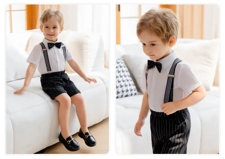 Children Striped Suspender Pants Set Summer New — feature 18