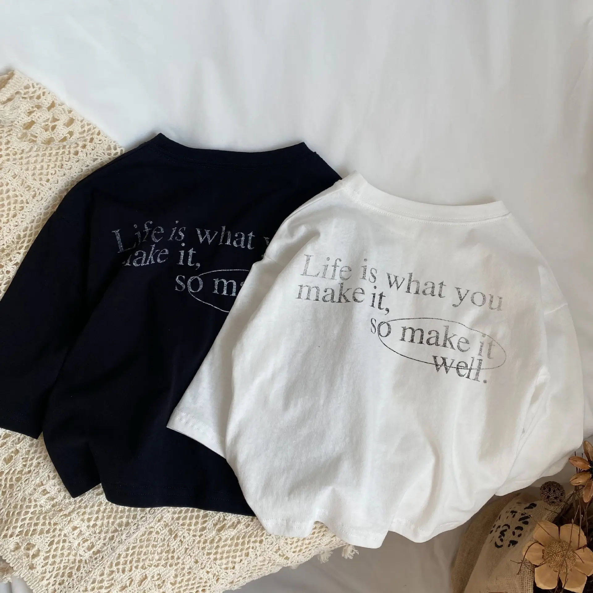 Gl-Kids Unisex Back Letter Washable T-Shirt