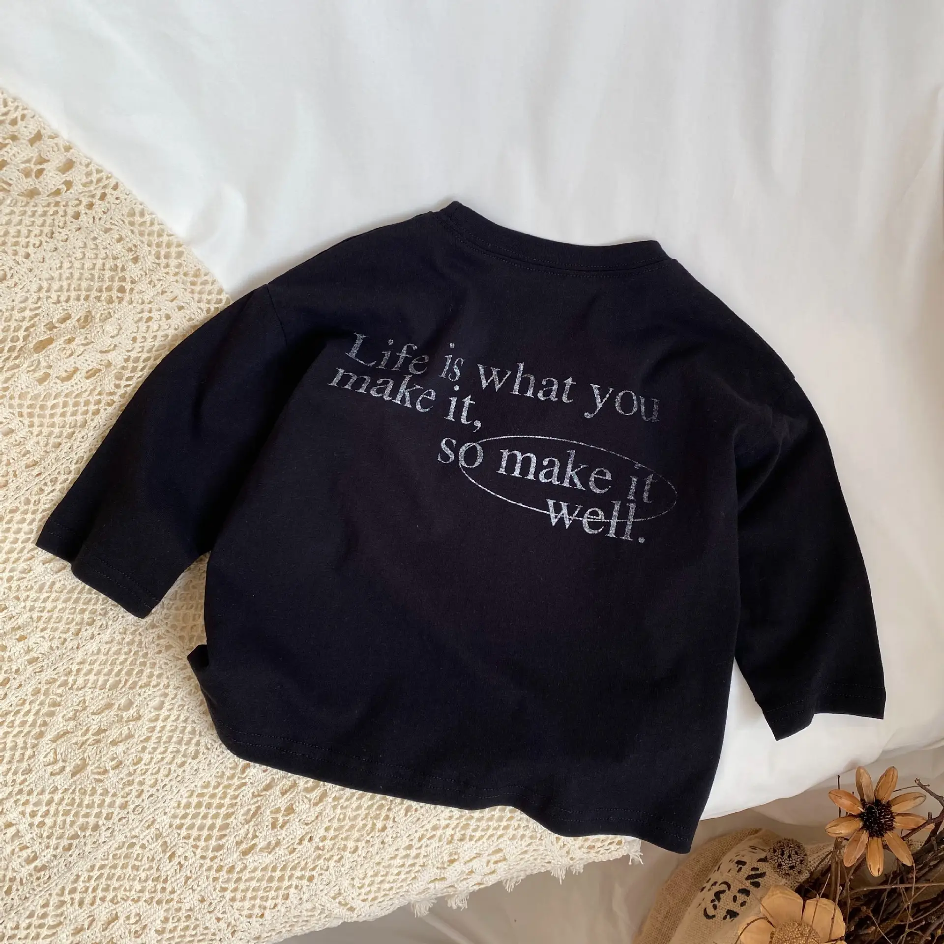 Gl-Kids Unisex Back Letter Washable T-Shirt