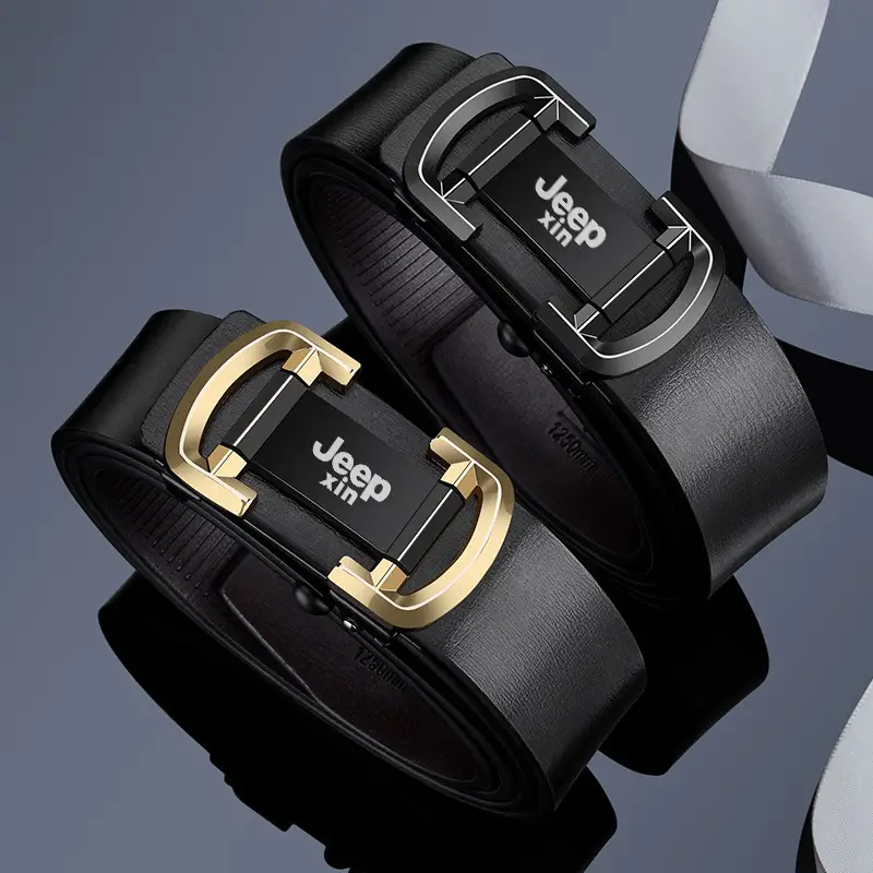 Jeepxin Men's Gold Buckle Leather Belt - Image 5