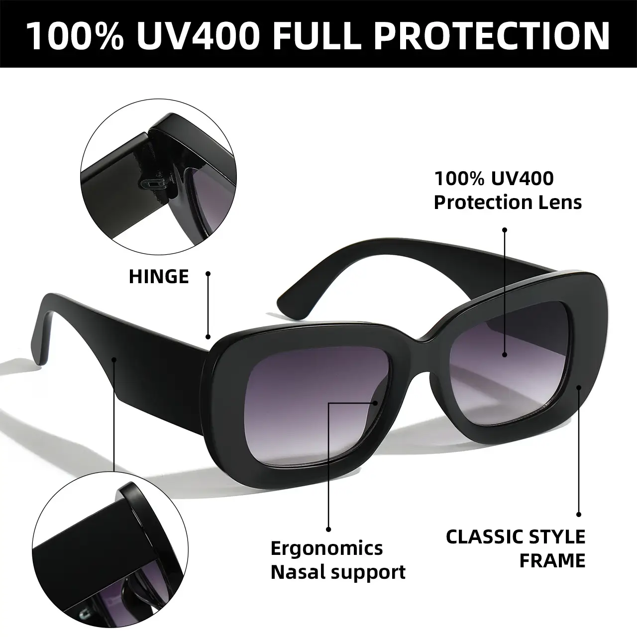 Green Square Sunglasses with Black Lens - Image 9