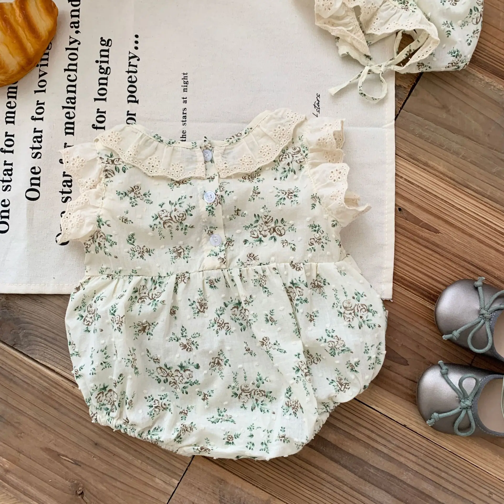 Baby Floral Bag Hat Set 0-2 Summer South Korea - Image 2