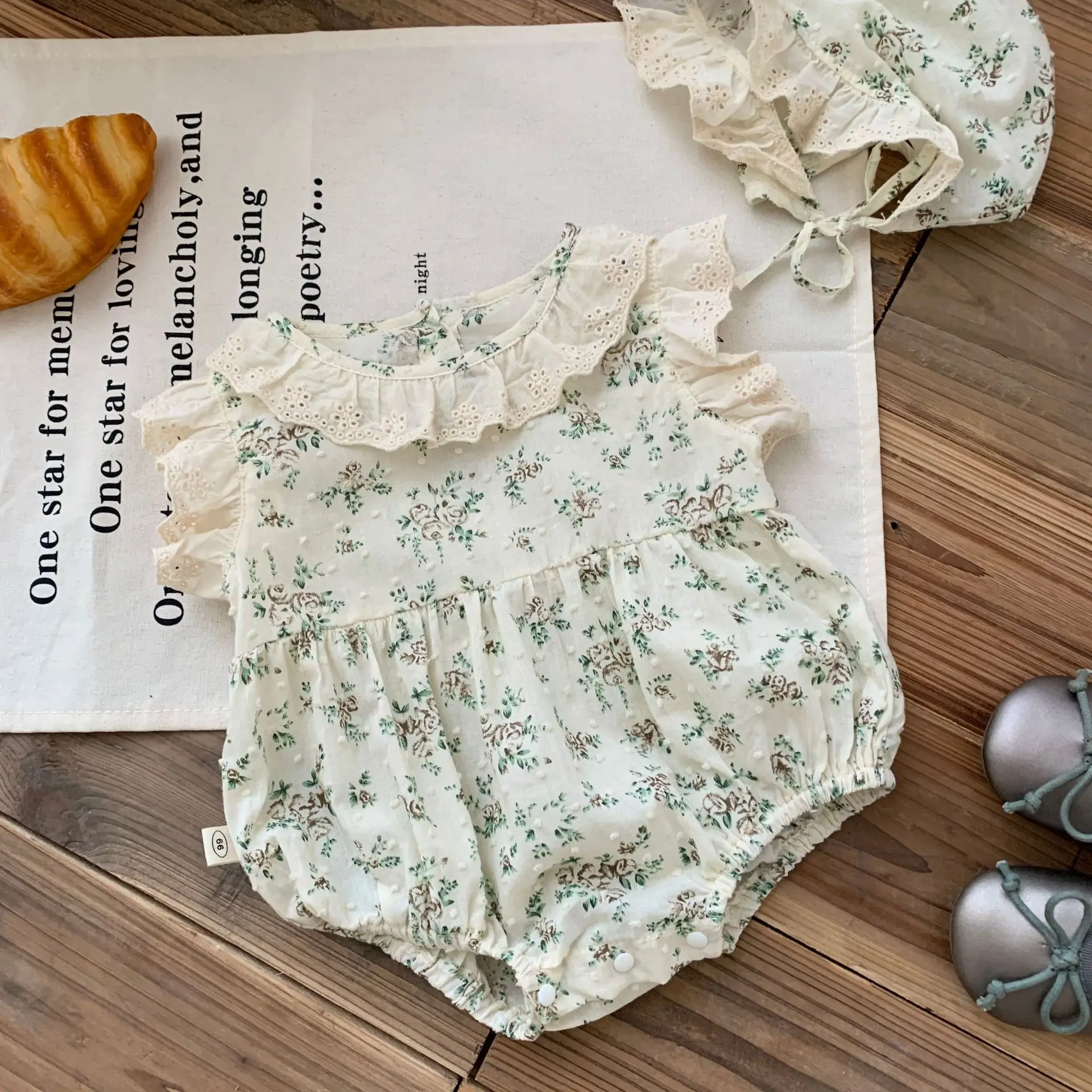 Baby Floral Bag Hat Set 0-2 Summer South Korea - Image 4