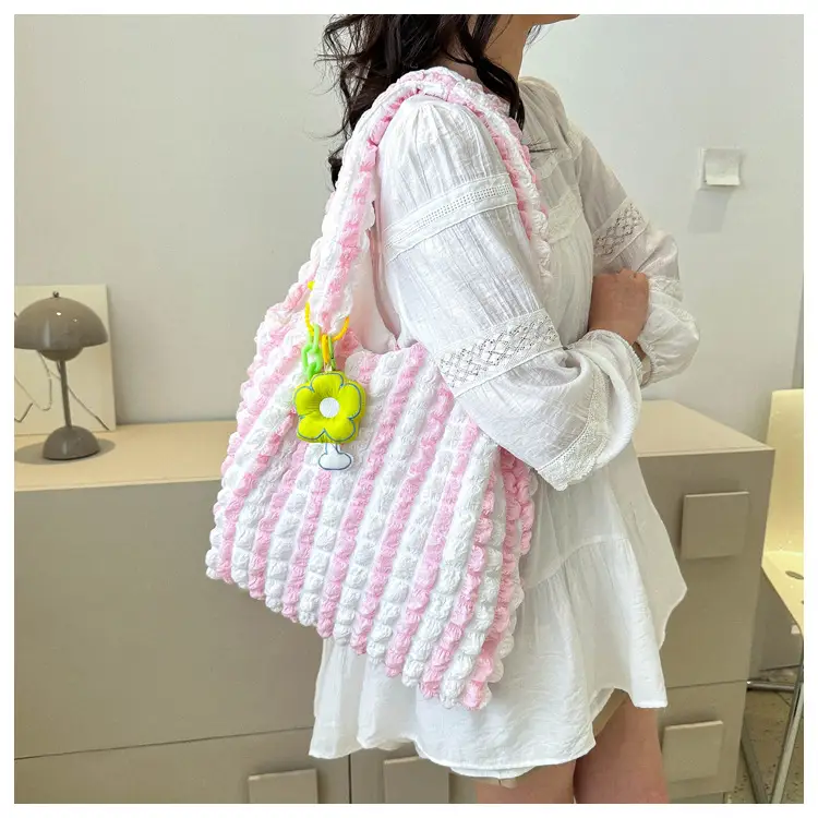 Pink Bubble Tote Bag for Women Spring Summer — feature 11
