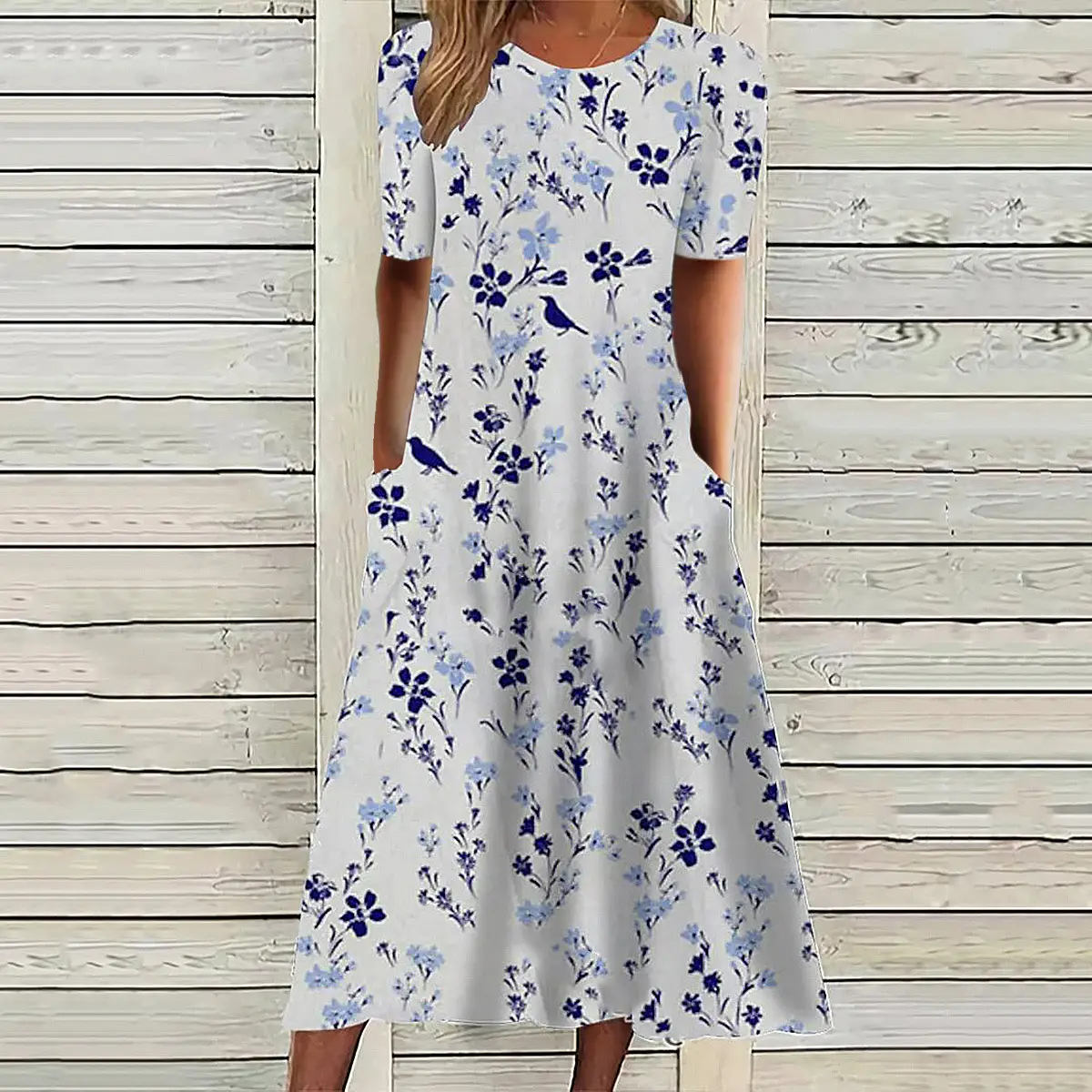 Women Floral Print V-Neck Dress 2023 Summer - Image 3