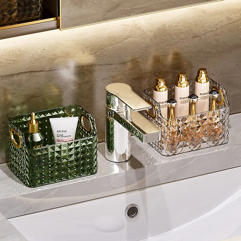 Luxury Glass Mirror Cabinet Storage with Golden Caps - Image 7
