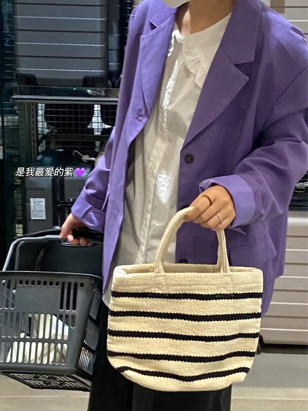 Women's Knitted Striped Shoulder Tote Bag with Cute Pom Pom — feature 14