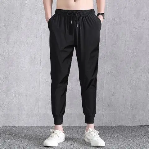 Straight Gray Ice Silk Pants for Men - Image 18