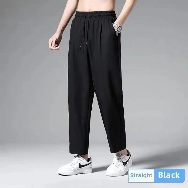 Straight Gray Ice Silk Pants for Men - Image 4