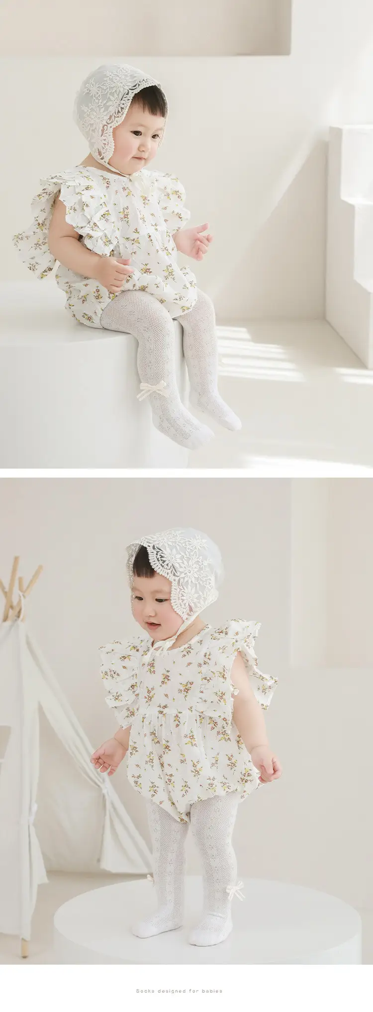 White Bow Boneless Baby Socks for Girls — feature 21